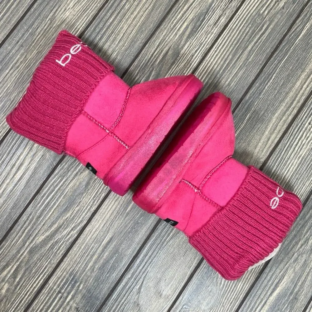 Bebe Girls Pink Boots Winter Warm Cable Knit‎ Sweater Mid Calf Youth 10